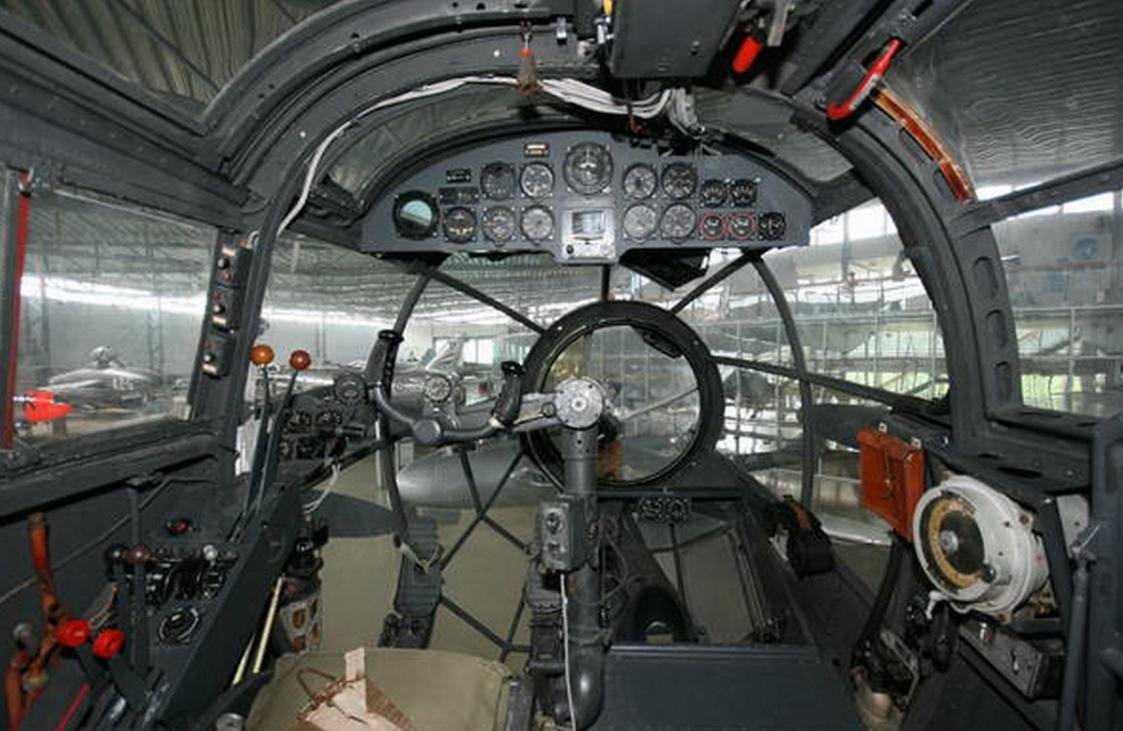 Inside view of the He-111 cockpit