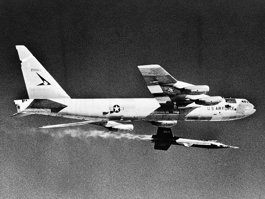 B-52 just after launch of the X-15